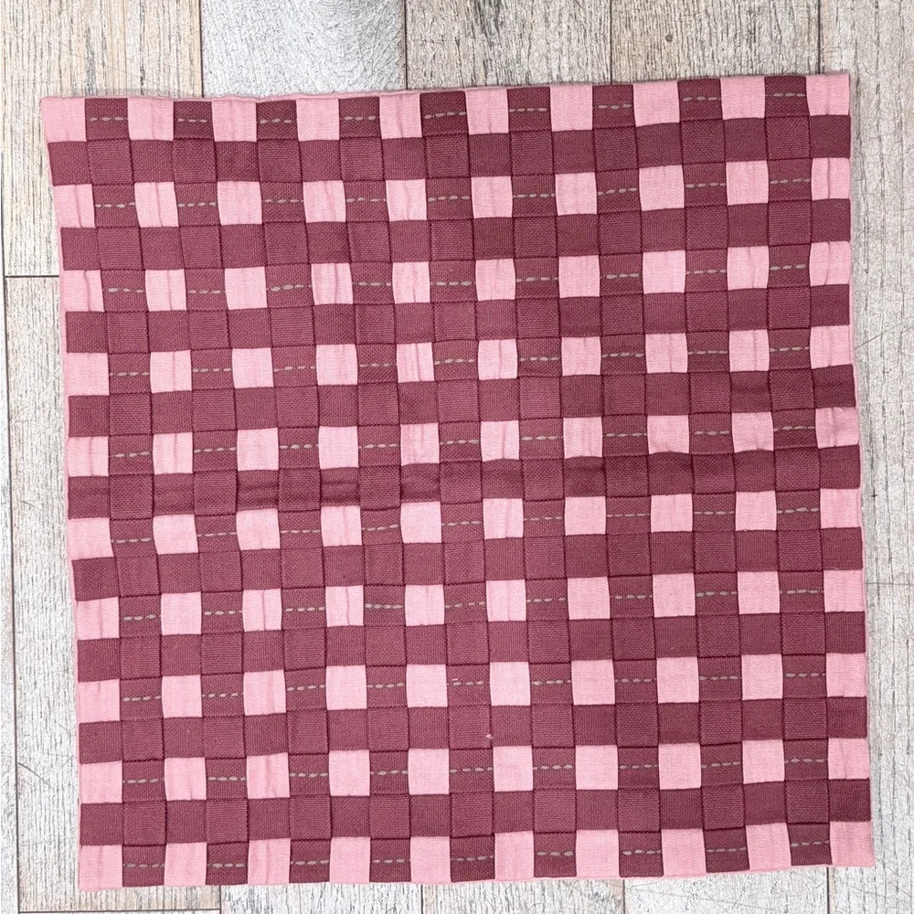 William Sonoma 20x20” Pillow Cover Basket Weave Checker Pink Maroon (prototype)